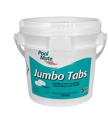 Pool Mate 5-Pounds Premium Slow-Dissolving Jumbo Tabs, Chlorine Tablets 3 Inch, Made in USA