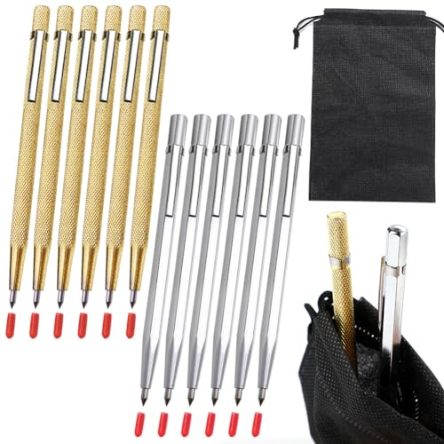 TORINALITAL Tungsten Carbide Tip Scriber, 12Pcs Metal Etching Pen Carve Engraver Scribe Tools for Stainless Steel, Ceramics, Glass, Metal Sheet and Gold/Welding