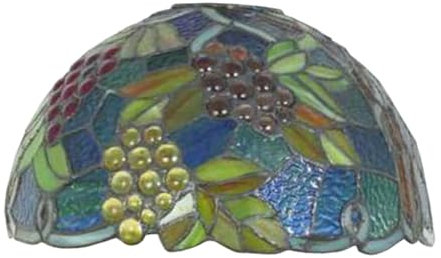 BOTOWI Tiffany Lampenschirm Ersatz 12X7 Buntglas Traube Lampenschirme Vintage Blume grüne Blatt Glasperlen Lichtabdeckung nur 1-5/8-Zoll Einbauöffnung für gewölbte Stehlampe Torchiere Lampe,Blau