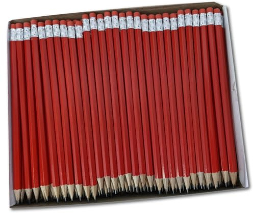 Essential Arts 144 Office HB with Eraser Wooden Drawing and Sketching Pencils for School Classroom, Business and DIY – Class Pack Hexagonal Graphite Pencils