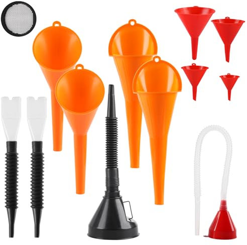 Ensemble d'entonnoirs de remplissage de 12 pièces, entonnoir à essence de voiture, entonnoir à huile, entonnoir de remplissage d'huile, ensemble d'entonnoirs en plastique flexible, entonnoir à carbura