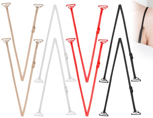 Lhbwhiz 4 Paare BH Träger,Einstellbar Elastischer Schultergurte,Anti-Rutsch-Riemenhalter,Bra Straps Ersatz,Unterwäsche Schulter Trägerclips mit Metallhaken,für Damen und Mädchen(bunt,5 mm)