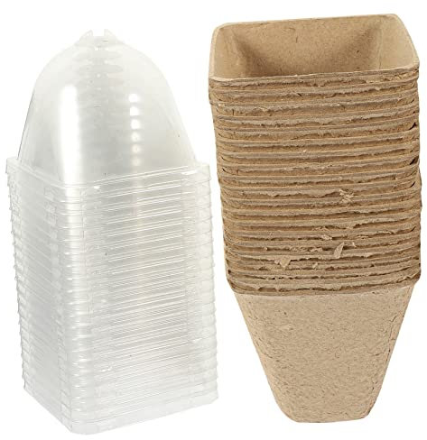 Parliky 20piezas Macetas De Papel para Plántulas Macetas Transparentes para Plantas con Tapa Drenaje para Jardín Exterior y Plantas Pequeñas