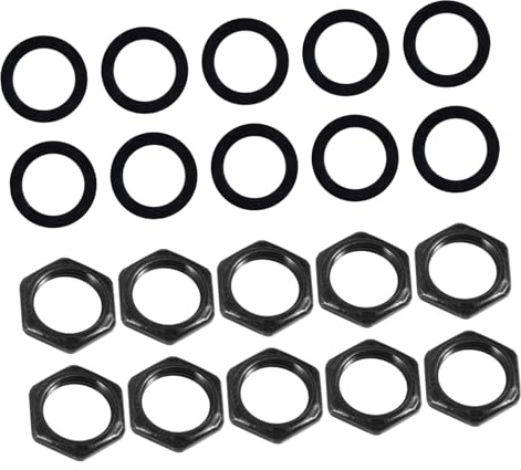 UPKOCH 20 Stück M9 E-gitarren Muttern und Schwarze Metall Dichtungen Gitarrenzubehör für Saiten Reparatur und Klangverbesserung Ersatzteile für E-gitarre