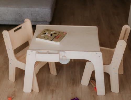 Petinka Kindertisch ANA - hochwertiger Montessori Kindertisch aus Birkensperrholz, optional erweiterbar mit Papierrolle & Stifthalter, kreativer Spieltisch für Kinder, Höhe 50 cm, Model: ANA