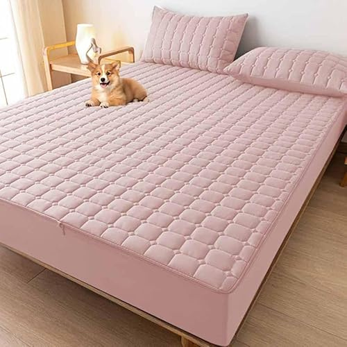 HLTQL Coprimaterasso con Cerniera Matrimoniale Personalizzabile Fodera Materasso Singolo Trapuntata/Imbottito Lenzuolo Copri Proteggi Materasso Topper Lavabile Rivestimento(A6,150 * 200+20cm)