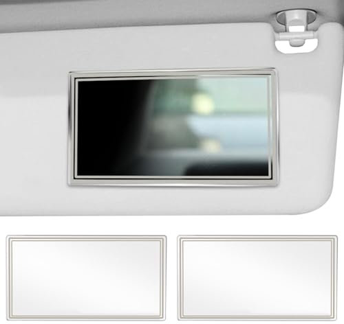 2 Pcs Universal Car Vanity Mirror - Self-Adhesive HD Stainless Steel Sun Visor for Truck SUV Interior - Rear View Seatback