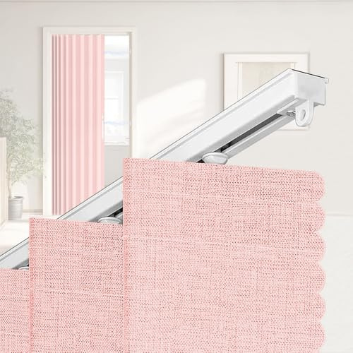 Jilron Accordian Door Curtain,Install Adhesive Track 100% Blackout Doorway Curtains,Suitable for Bedroom,Closet,Interior Room Divider,Pink 55 W×78 L,1 Piece