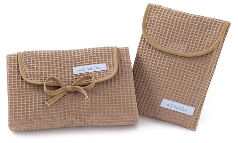 Mi bollito – Set di 2 pezzi, fasciatoio impermeabile e borsa per pannolini per pannolini e salviette. Prodotto interamente in Spagna., Marrone pastello, Talla única