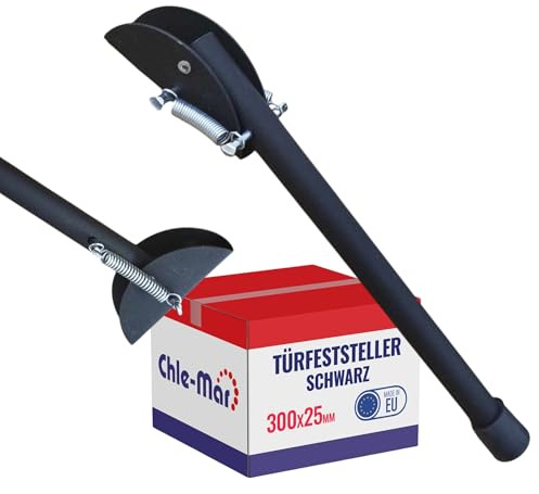 Chle-Mar Türfeststeller 300x25 mm, runder Türhalter, lackiertem Stahl | stabiler Türstopper für Haus, Büro und Außenbereich, Türfeststeller Boden, in Schwarz
