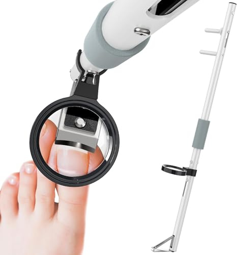 Nelyrho Long Handled Toenail Clippers Wide Jaw Opening, Include Magnifier (50CM)