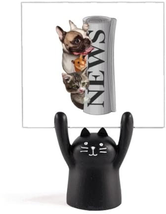Roll Newspaper Pet Group Art Deco Fashion Memo Holder Cartoon Black Cat Stand Decoration