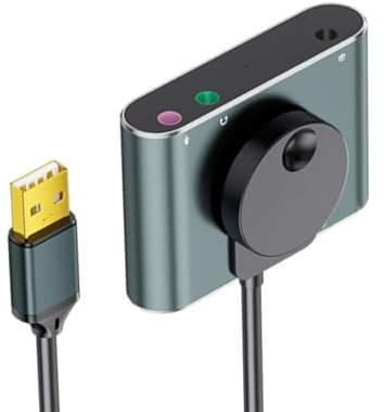 Fahoujs Carte son USB avec contrôle du volume USB vers 3 5 mm adaptateur stéréo carte son stéréo pour PC ordinateur portable casque de bureau