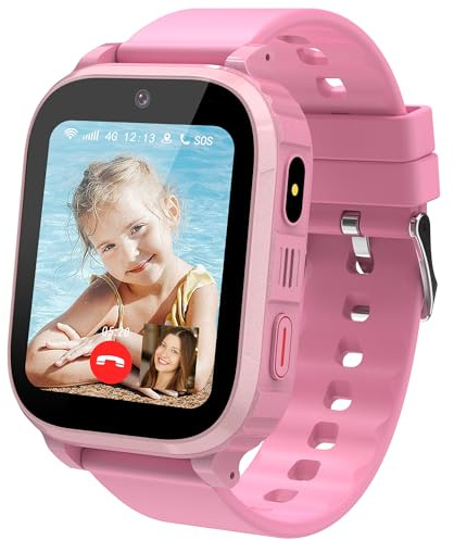 Ruopoem 4G Smartwatch Bambini, Smartwatch per Bambini con GPS Videochiamate Chiamate Telefono, Orologio GPS Bambino SOS IP68 Modalità Scuola Giochi Sveglia Regalo per Ragazzo Ragazza