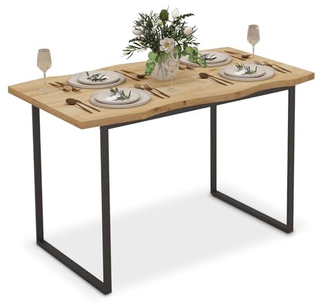 ARTETHYS Dining Table, 120cm Small Kitchen Tables with Wavy Edge