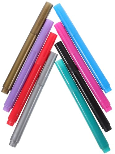GARVALON 8 Stück Teiliges Marker Stifte für Glas Wiederverwendbare Abwischbare Acrylstifte mit Schnelltrocknender Langlebiger Tinte für Wein Trinkgläser zum Bemalen und Markieren