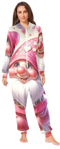 GAIREG Pyjama de Noël une pièce avec motif de nain mignon rose pour adultes et femmes, Nain mignon rose, 3X-Large