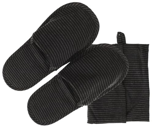 Pantuflas Portátiles Plegables 1 Par Talla 6.5-11 US Negro Algodón