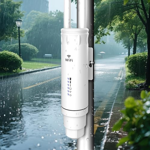 Outdoor WLAN Access Point - Outdoor WLAN Repeater, 1200 Mbit/s Dual-Band, 2 Antennen, 1 Ethernet Port, 24V PoE, MU-MIMO, IP66 wasserdicht, 3 Modi (AP/Repeater/Router), Signal-LED
