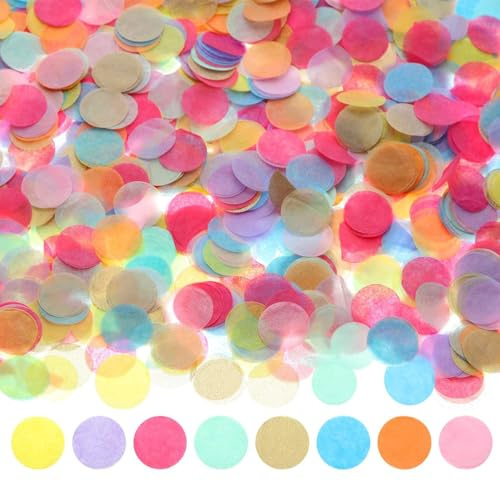 6000 Coriandoli Colorati 50g, Coriandoli Maxi Multicolor, 2.5 cm di Carta Rotonda Colorata, Decorazioni in Carta per Matrimoni, Compleanni e Feste