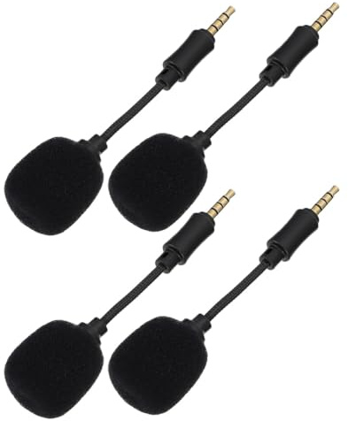 FONDOTIN Micrófono Portátil Cancelación de Ruido 4 Polos para Smartphone y PC Mini Micrófono Profesional para Grabación Transmisión y Karaoke Paquete de 4 Unidades Negro