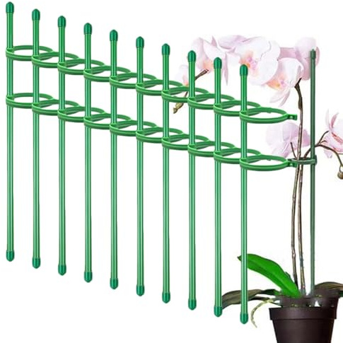 Bastones De Apoyo Para Plantas En El Jardín Y Exterior,10 Uds Ajustable Escalada Para Plantas Escaladoras - Bastones De Orquídea Con 20 Correas De Encuadernación | Interior, Césped, Invernadero