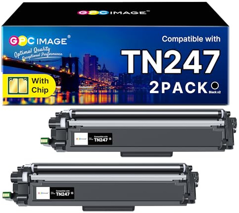 GPC IMAGE TN247 Schwarz Kompatibel für Brother TN-243CMYK MFC L3750CDW | für Brother DCP-L3550CDW MFC-L3750CDW, HL-L3210CW DCP-L3510CDW HL-L3230CDW MFC-L3710CW, TN243CMYK, 2 Pack, TN-243BK