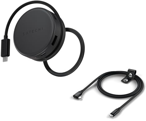 𝗦𝗔𝗧𝗘𝗖𝗛𝗜 𝗕𝘂𝗻𝗱𝗹𝗲 Hub USB C Magnetico 7 en 1 y Cable USB C 240W Angulo Recto