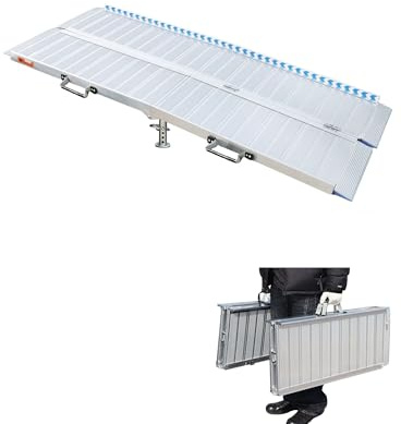 ANYBOY Alu Rollstuhlrampe klappbar 211cm | 300kg Traglast, Türschwelle, Verstellbare Stützbeine,Verstellbare Stützbeine für optimale Anpassung