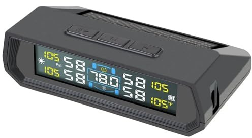 FJLKGDSP Sistemas de Alarma Seguridad for automóviles con Pantalla Temperatura integrada, Sistema monitoreo neumáticos Universal USB/Solar TPMS(Exterior)