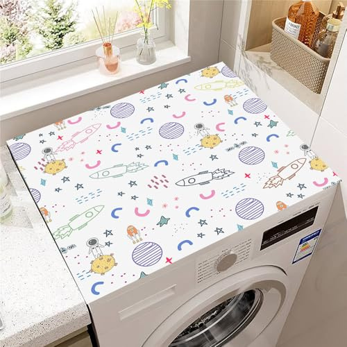 Hearda Housse Machine a Laver Dessin Animé Planète,Dessus Tapis Lave Linge Antidérapant,Housse de Protection pour Machine à Laver Top,Tapis de Protection pour Dessus Sèche-Linge (Dessin Animé,30x40cm)
