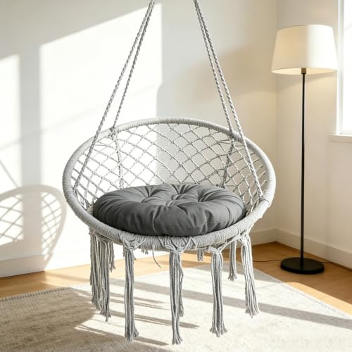 Coussin De Fauteuil Suspendu, Rond Coussin Fauteuil Jardin, Coussin Rond Étanche Coussin De Chaise Galette De Chaise Coussin Papasan Coussin D'assise Für Intérieur Et Extérieur (Gris, 60×60cm)