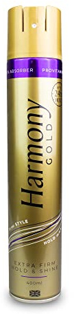 Harmony New Gold HairSpray Extra Firm Hold and Shine 400ml With UV Filters Argon Oil Vitamin Pro B6
