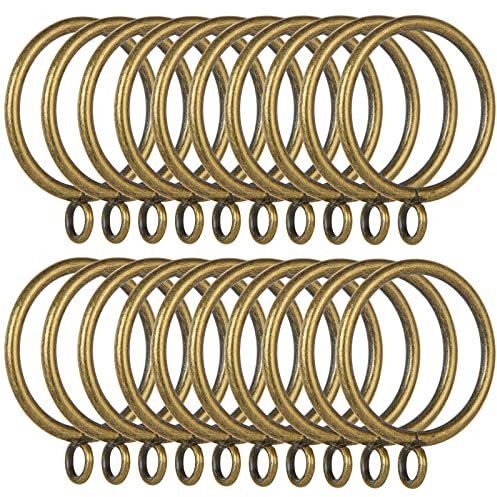 FWEEK 50 Pack 38mm Matte Gold Metal Curtain Rings with Hooks - Smooth Glider Curtain Rail Hanging Rings fit Rods up to 35mm Diameter