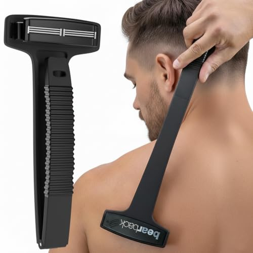 Bearback Back Shaver for Men - Effortless Reach 17” Folding Handle for a Smooth Solo Shave - Pivoting Triple Blade Technology, Part of the Bearback Interchangeable Grooming System
