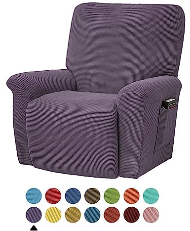 FANSU Stretchhusse für Relaxsessel Sesselbezug, 1 Sitzer Sesselschoner für Recliner Stuhl Sessel, Einfarbig Jacquard Stretch Sofabezug, Dick Elastisch Bezug für Fernsehsessel Liege (Lila)