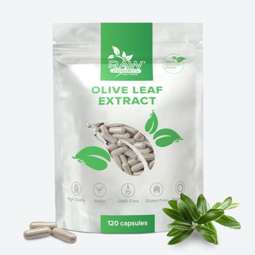 Olive Leaf Extract 500mg, 120 Kapseln – Unterstützung für Immunfunktion & antioxidative Wirkung – Reine Zutaten, GMO- & Glutenfrei von Raw Powders