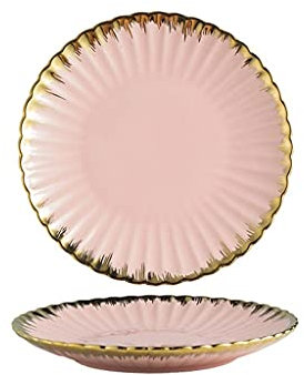 SOBOLON Piatti per Feste Creative Ceramic Dinner Plates Plates Chrysanthemum Plates Plates Piatti Occidentali Adatto for Bistecca, Pasta, Pizza, Famiglia, Festa, Ristorante Piatto da Dessert(B)