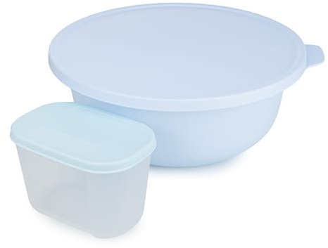 Tupperware Schüssel Aloha 2 l Hellblau Servierschüssel Salatschüssel Backschüssel (inkl. Kühlschranksystem 300 ml)