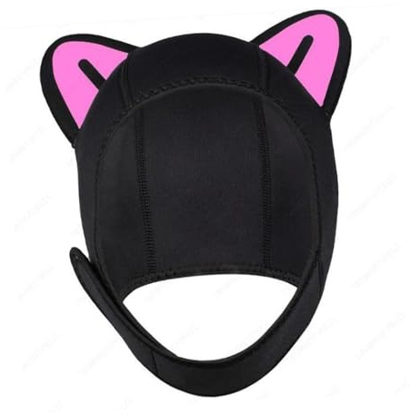 rockible Tauchhaube Kappe, Niedliche Neoprenhaube Tauchhaube, Surfkappe Neopren Tauchanzug Haube, Wetsuit Hood Durable Stretchy Diving Cap für Segeln Kajak Kanu, Rotes Ohr M
