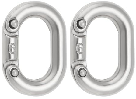 LT Easiyl 2 st 6 mm rostfritt stål 316 delade anslutningskedjelänkar kraftig kedjelänk, anslutning för kedjeanslutning 22 x 12 mm silver