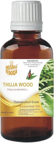 LEVENMOOI Thuja Wood (Thuja occidentalis L) Therapeutic Grade Essential Oil Pure & Natural 10ML Amber Bottle Without Dropper Perfect for Diffuser, Humidifier, Aromatherapy & Multipurpose DIY