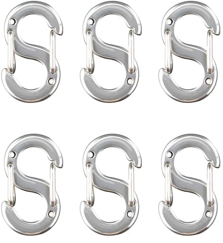 6 Pezzi Mini Moschettoni in Acciaio Inossidabile,1,2 x 0,6 cm Bracciale in Titanio Chiusura, Chiusura Aragosta Doppia Apertura, Argento S Lock Clip,per Collane,Bracciali