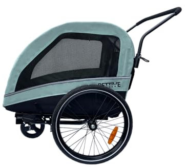 Fahrradanhänger Hunde bis 40KG und Hundebuggy Active ONE 2in1 Hundeanhänger Gefedert für Fahrrad (Hellgrün)