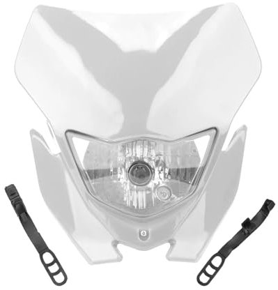 Awqmx Motorrad scheinwerfer Universal Motocross Supermotor Scheinwerfer Glühbirne Typ H4 Dirt Bike Motorrad Scheinwerfer Frontscheinwerfer(WHITE)