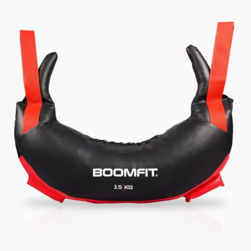 BOOMFIT Bulgarian Bag Sandsack Hufeisenform 4 Griffe Crossfit 5-20 kg | Für Spins, Halos, Around the World, Bear Hug Squat und Snatch | trainiert Rumpfrotation, Schultern, Trapez und Griffkraft