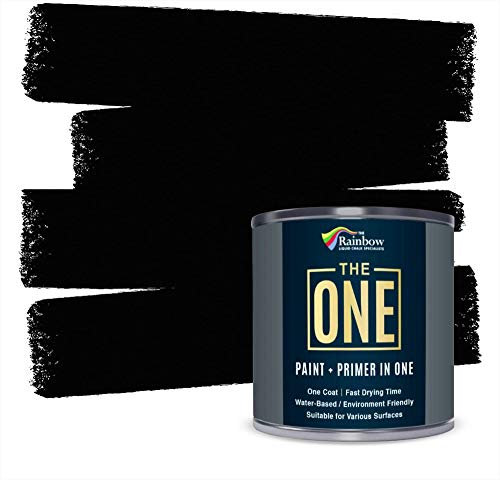 THE ONE Paint & Primer: Multi Surface - Quick Drying for Interior/Exterior (Black Satin Finish, 250ml.)