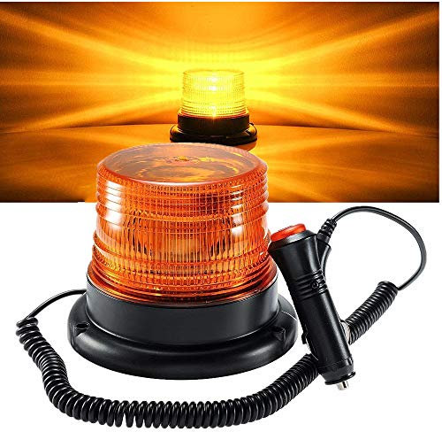 Gyrophare magnétique LED, Lumière d’avertissement magnétique pour véhicule avec 12V/24V prise allume-cigare (Ambre)