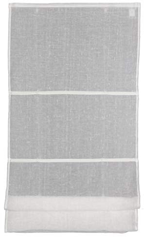 Raffrollo mit Leinenoptik Stoffrollo 100x170cm weiß Vorhang Aluprofil Klett