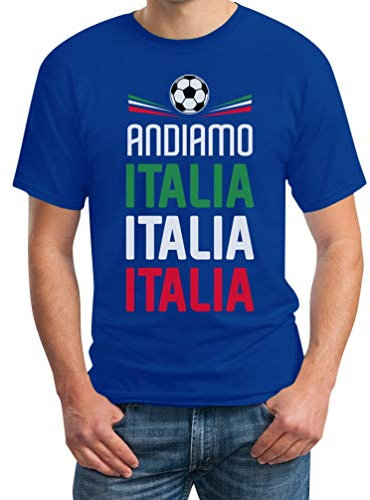 Shirtgeil Andiamo Italia Nazionale Calcio Squadra Azzurra Maglietta da Uomo XXXXX-Large Blu